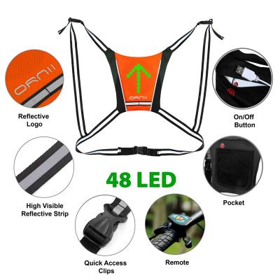 Ornii - 48 LED Reflective Turn Signal Vest with Remote Control for Cycling & Running