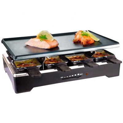 8-Person Raclette Table Grill with 8 Mini Pans