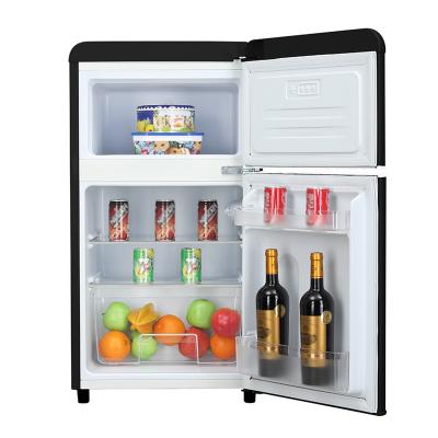 80L Retro Mini Bar Refrigerator with Freezer Compartment