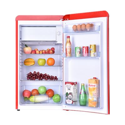 90L Retro Red Refrigerator with 10L Freezer Capacity