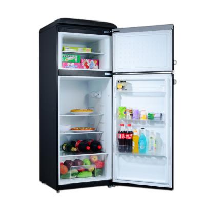 Retro 215L Double Door Refrigerator with Top Freezer