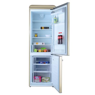 310L Retro Compressor Bottom Freezer Refrigerator – Champagne Upright